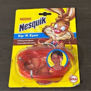 Nestle Nesquik Sip 'R Eyes Drinking Straw Glasses Red Brand New